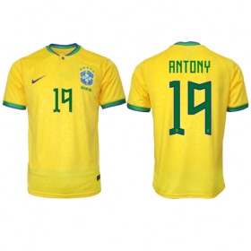 Virallinen pelipaita Brasilia Antony 19 Koti World Cup 2022 Lyhythihainen - Miesten